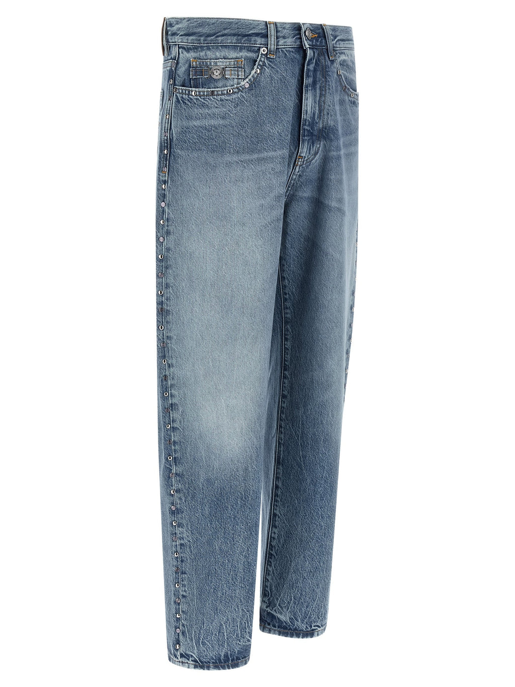 Versace Blue Cotton Straight-Leg Jeans