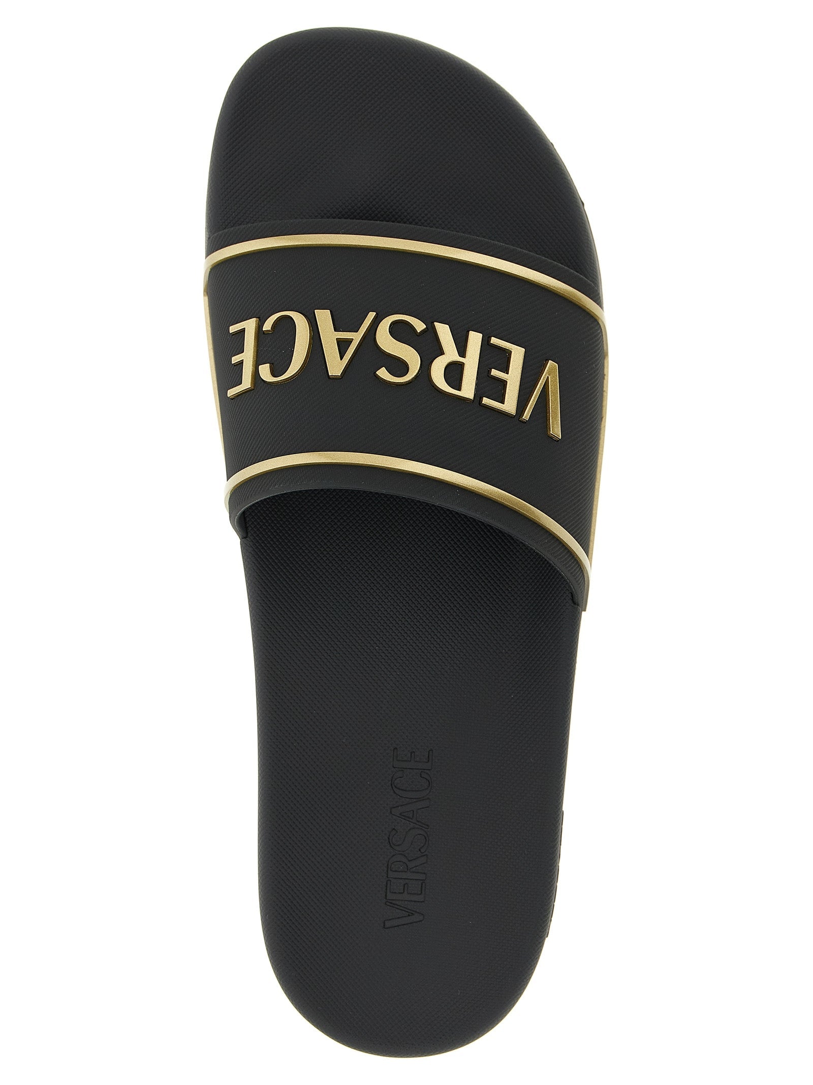 Versace Black Polyurethane Slides
