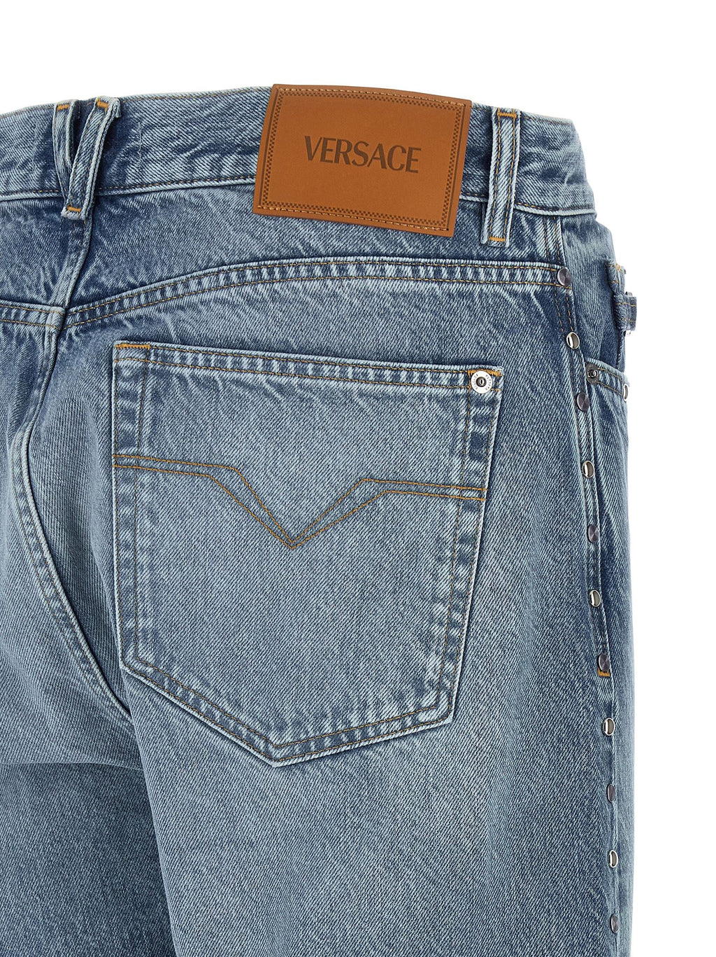 Versace Blue Cotton Straight-Leg Jeans