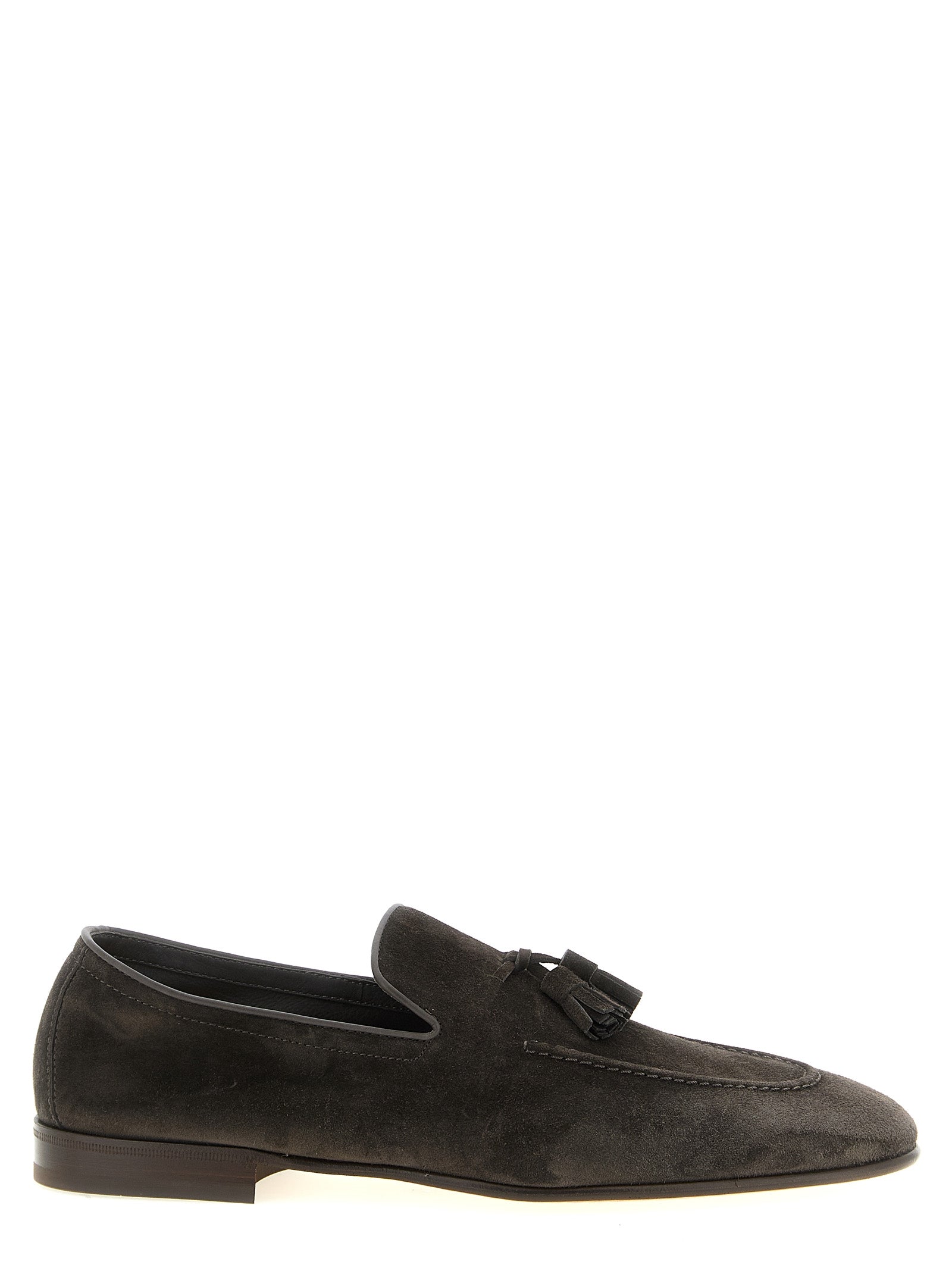 Brunello Cucinelli Gray Calfskin Slip-On Loafers