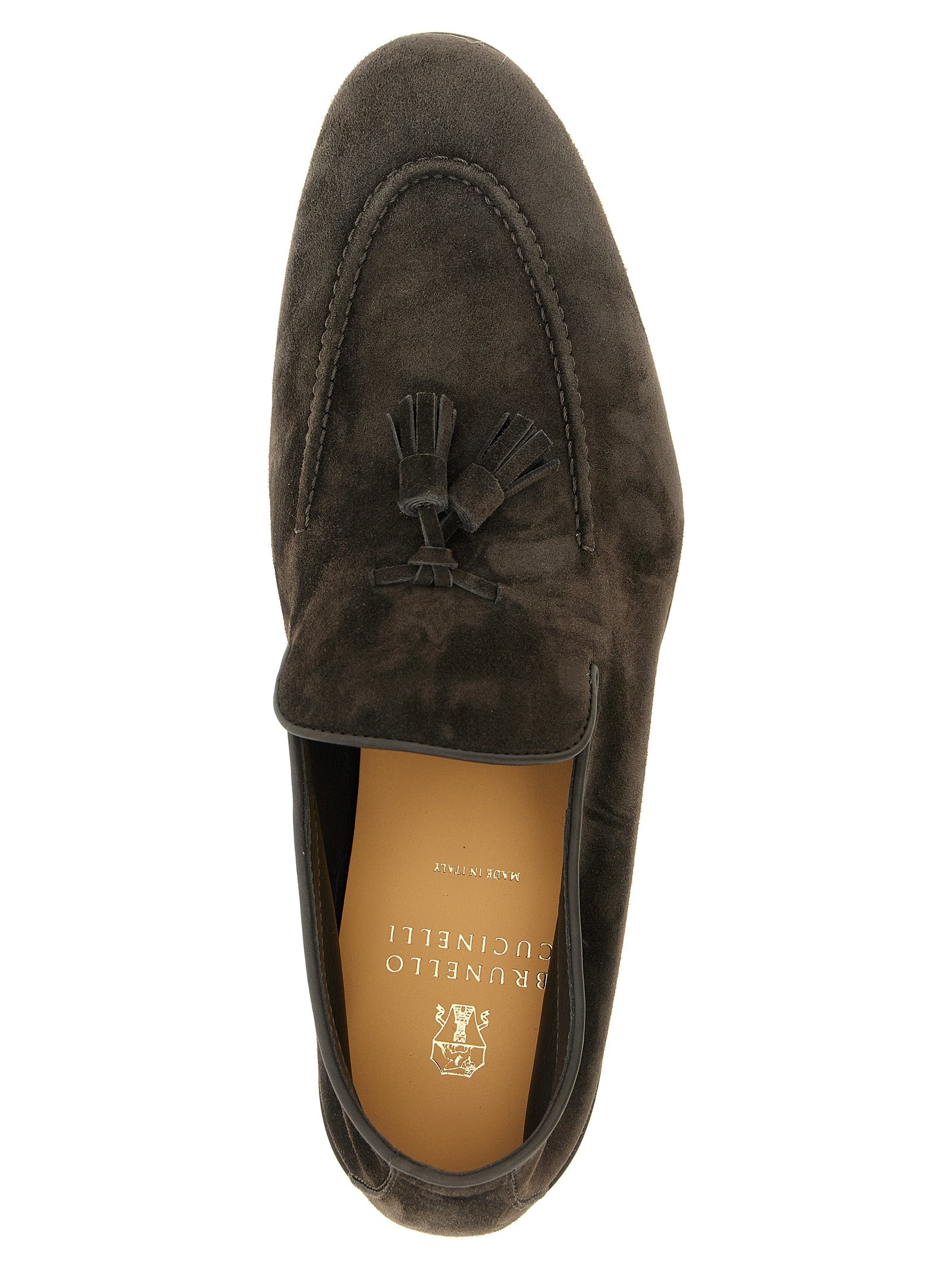 Brunello Cucinelli Gray Calfskin Slip-On Loafers