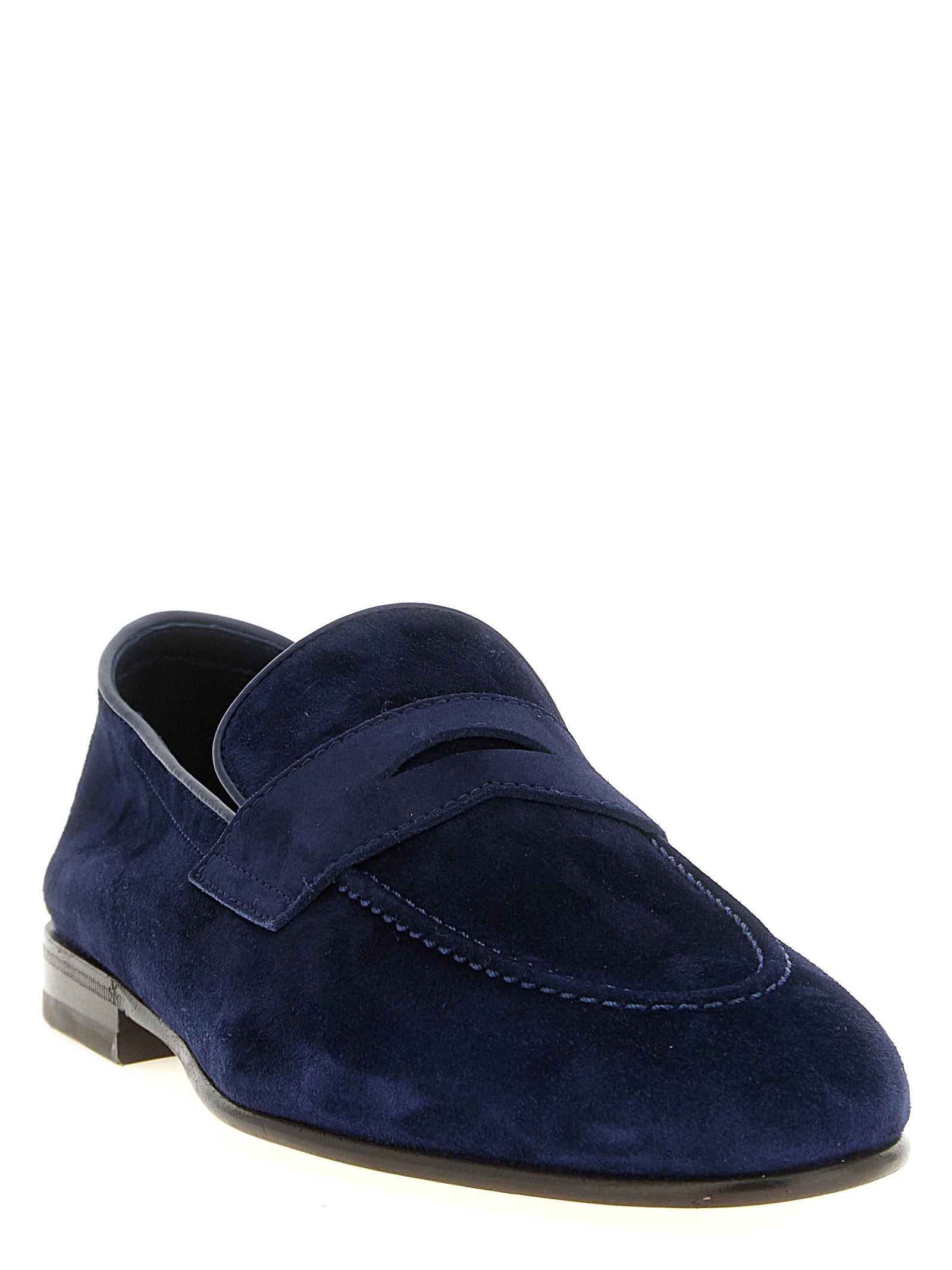 Brunello Cucinelli Blue Calfskin Slip-On Loafers
