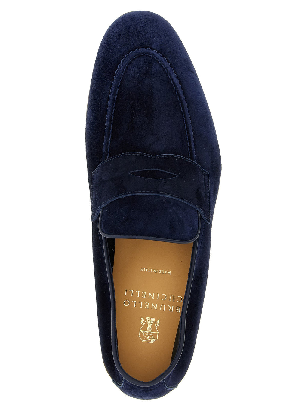 Brunello Cucinelli Blue Calfskin Slip-On Loafers