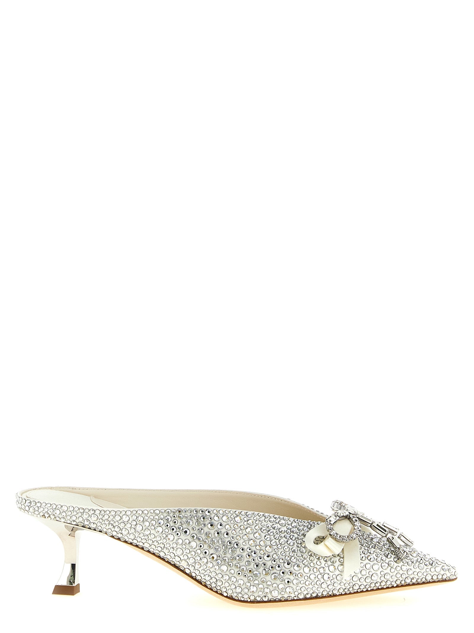 Jimmy Choo Silver Tencel Mid Heel Pumps