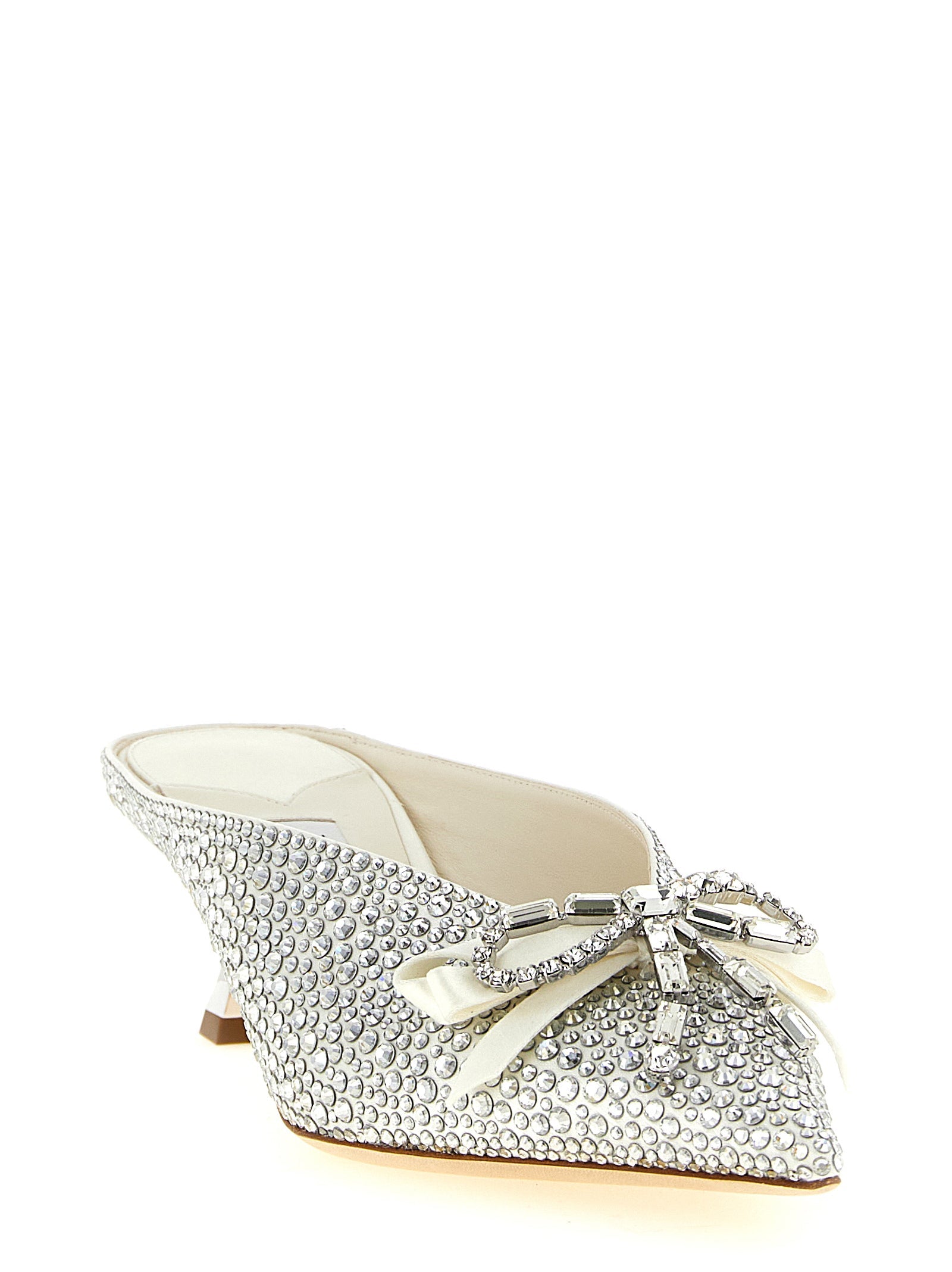Jimmy Choo Silver Tencel Mid Heel Pumps