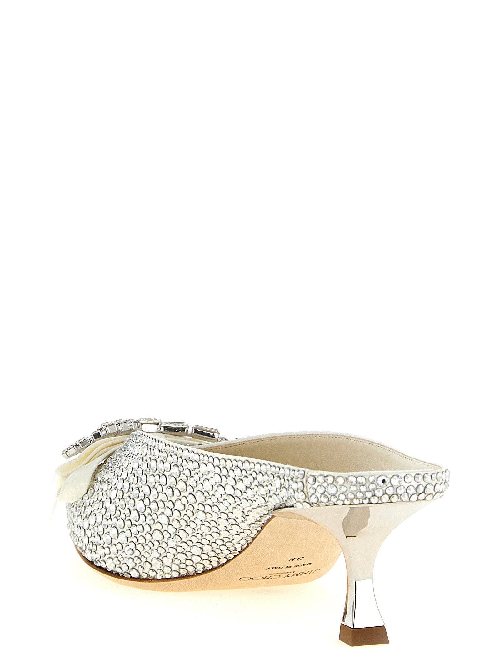 Jimmy Choo Silver Tencel Mid Heel Pumps