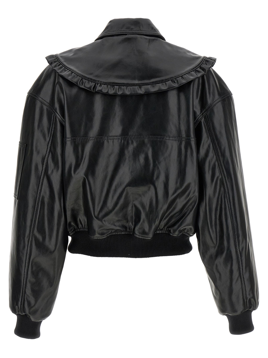 Ganni Black Leather Bomber