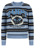 Ganni Blue Wool Cardigan