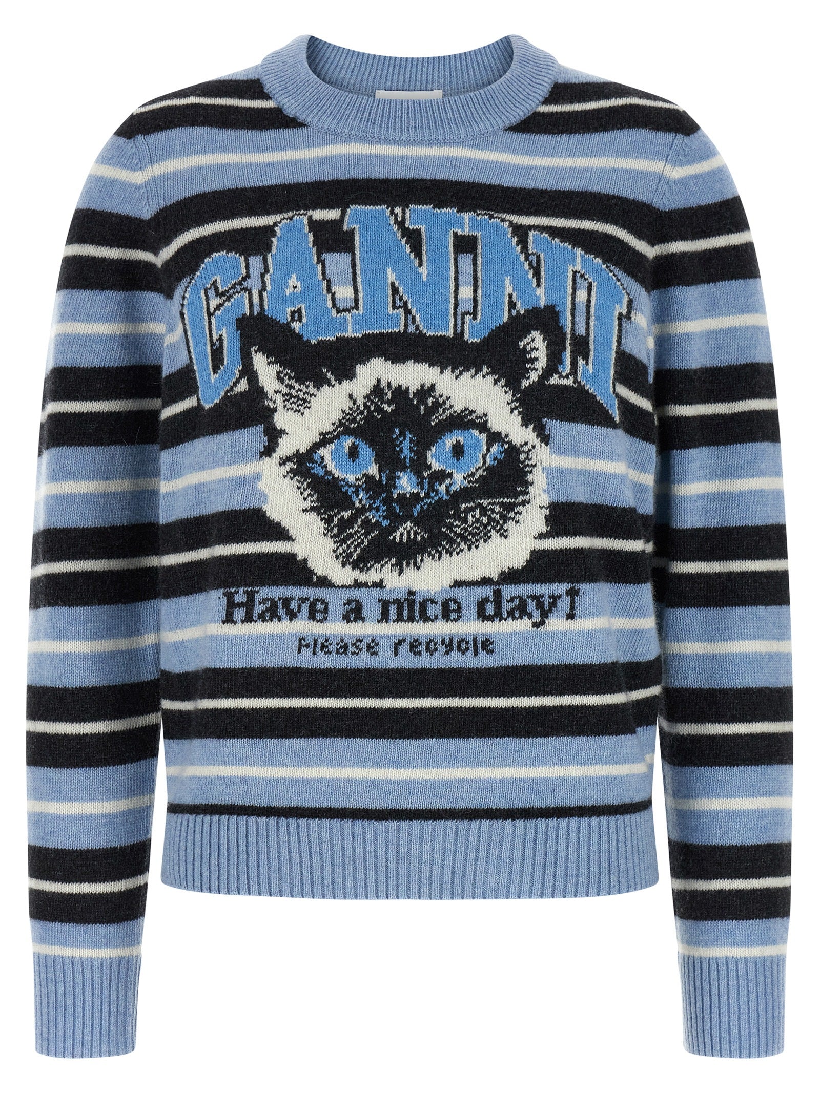 Ganni Blue Wool Cardigan