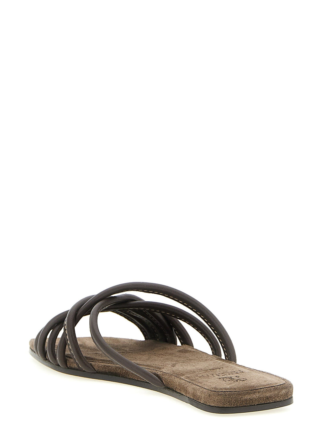 Brunello Cucinelli Brown Lamb Leather Slides