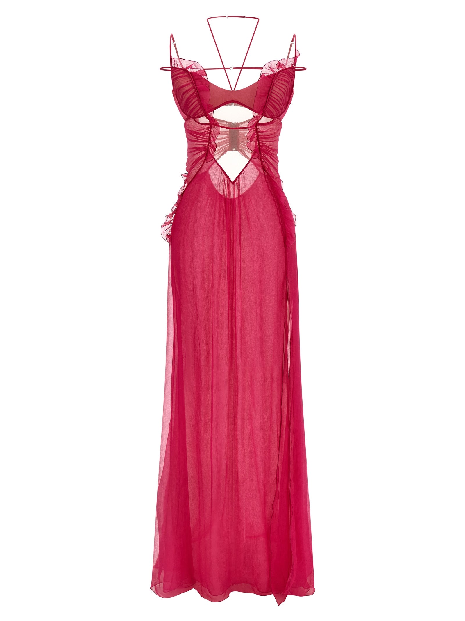 Nensi Dojaka Fuchsia Silk Long Dress