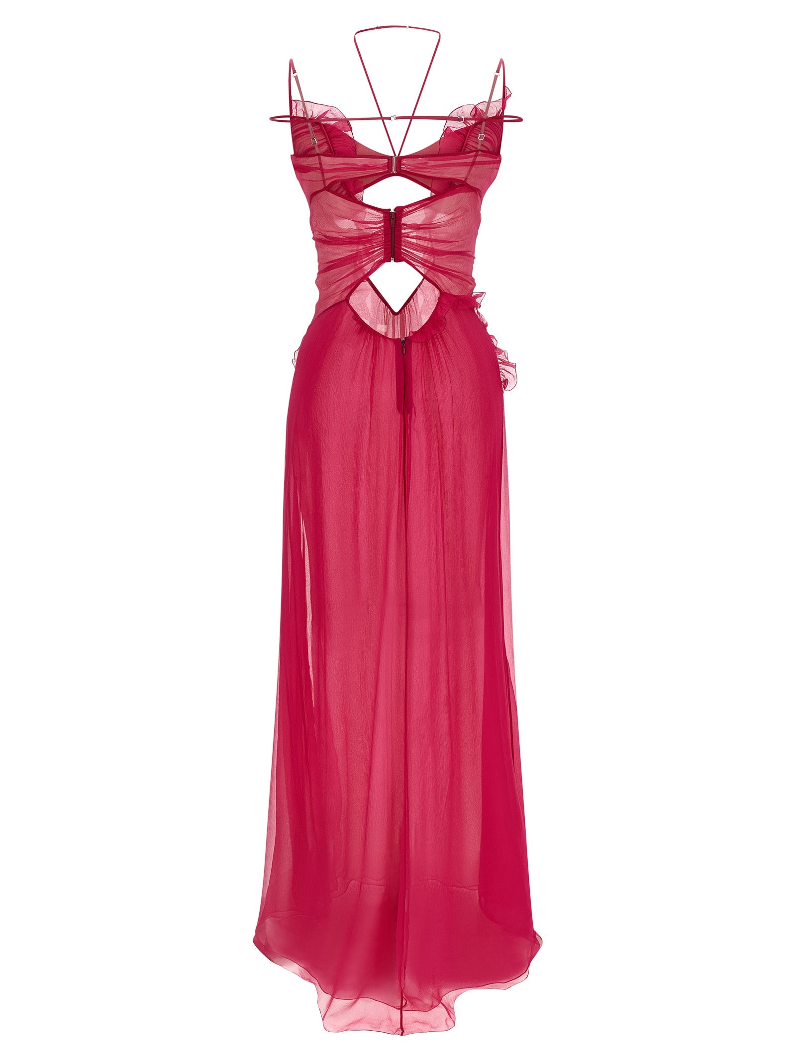 Nensi Dojaka Fuchsia Silk Long Dress
