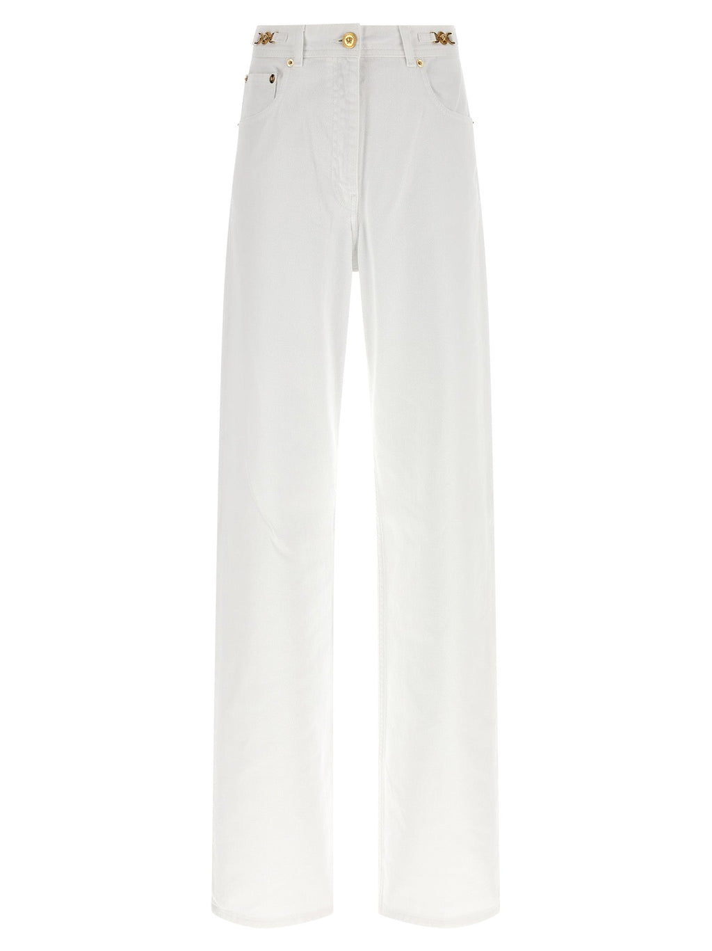 Versace White Cotton Straight-Leg Jeans
