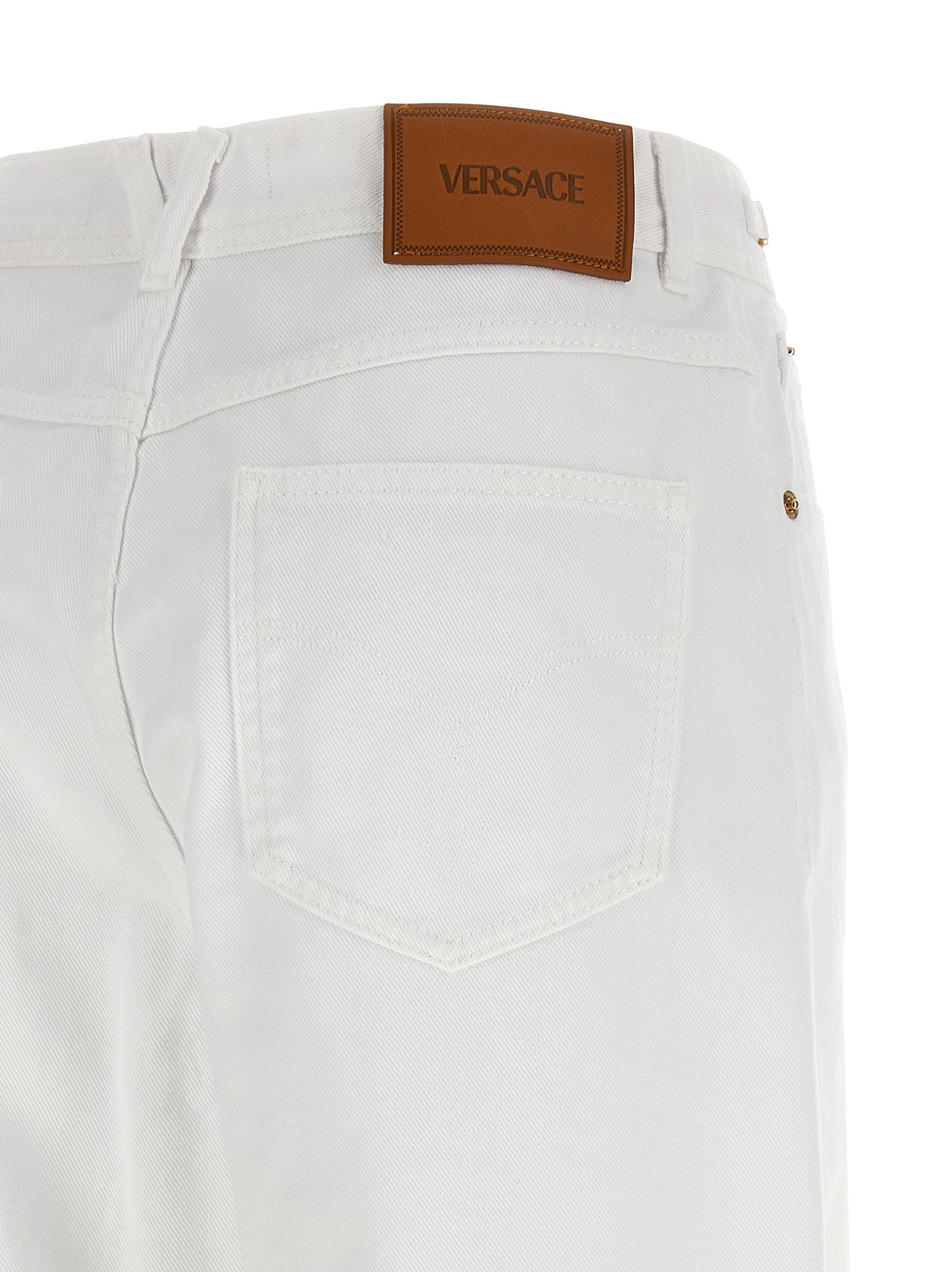 Versace White Cotton Straight-Leg Jeans