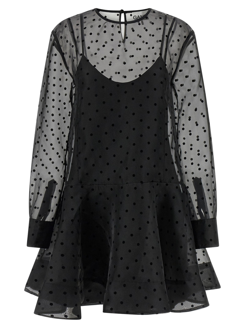 Ganni Black Recycled Polyester Short Dress