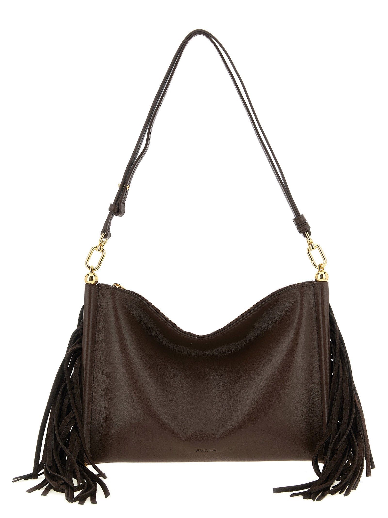 Furla Brown Lamb Leather Shoulder Bag