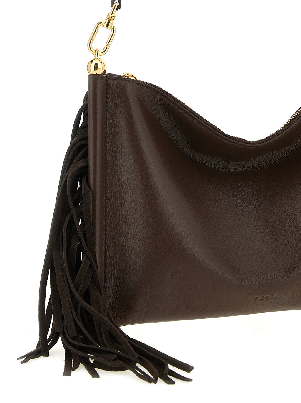 Furla Brown Lamb Leather Shoulder Bag