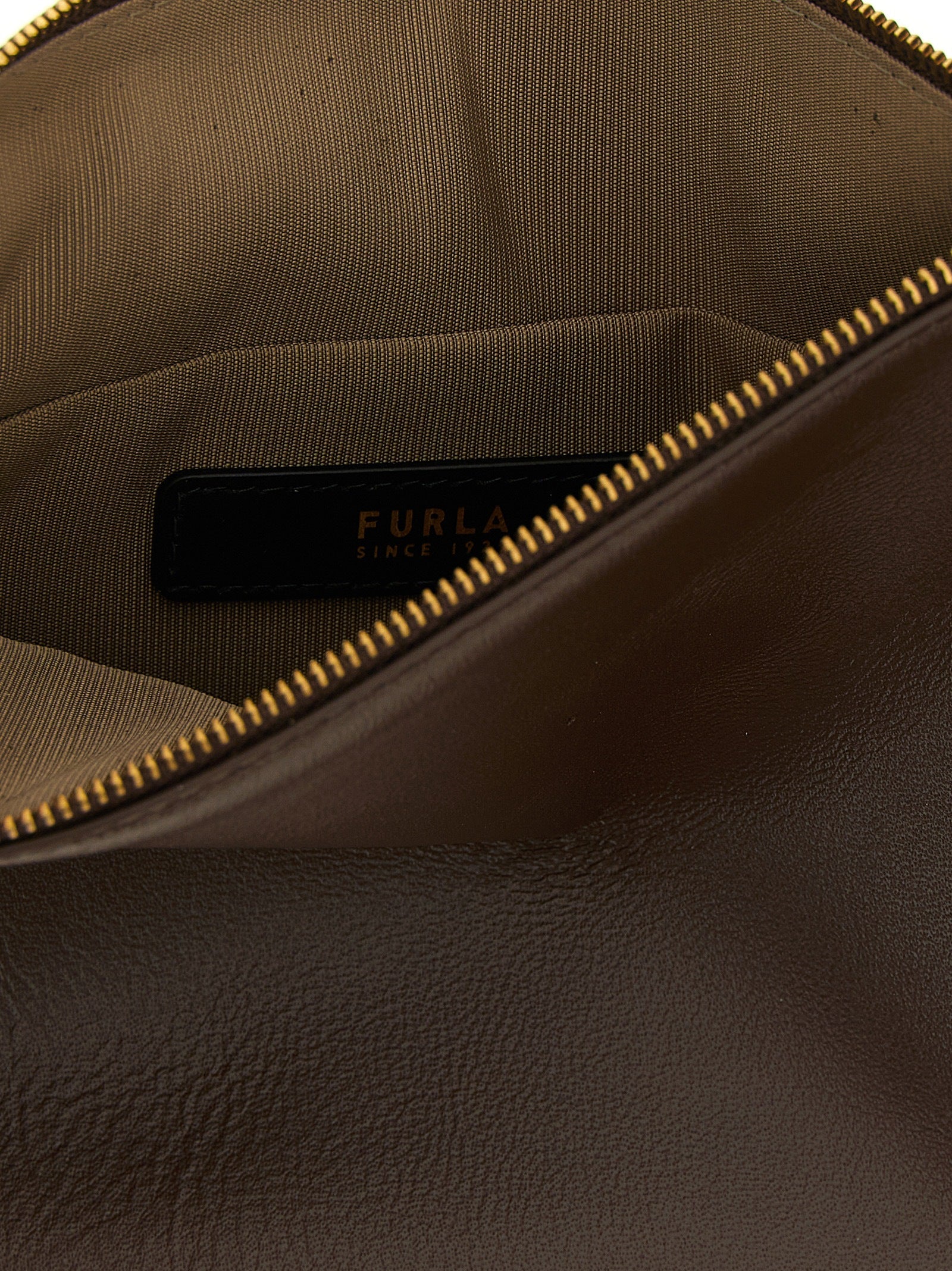 Furla Brown Lamb Leather Shoulder Bag
