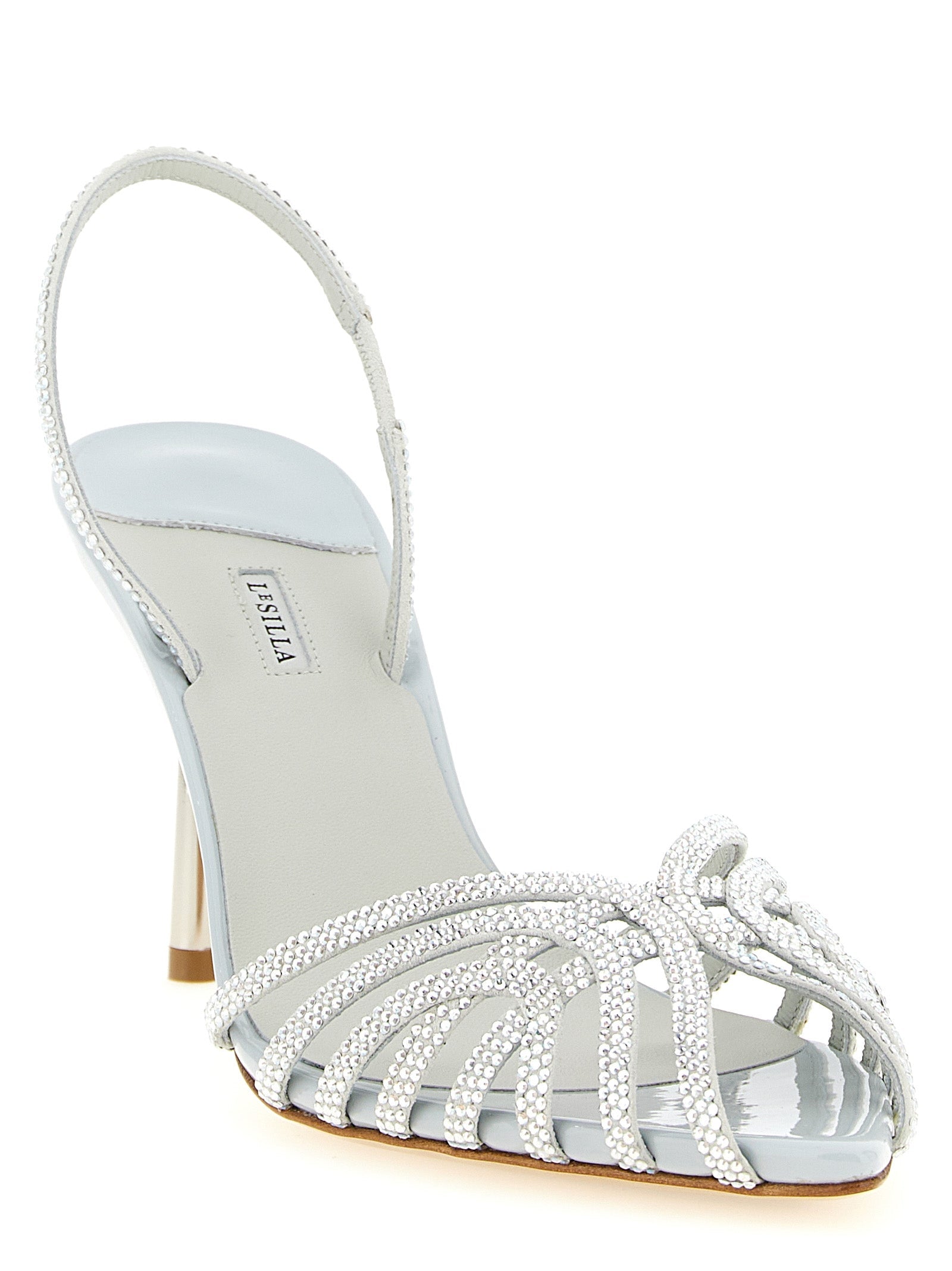LE SILLA Gray Goatskin Stiletto Heel Sandals