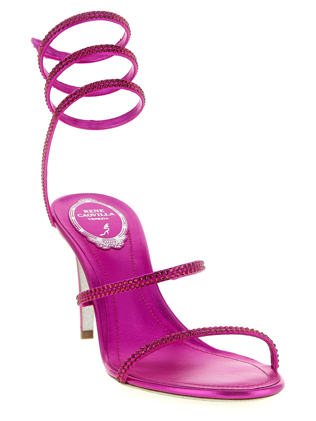 RENE CAOVILLA Fuchsia Viscose Stiletto Heel Sandals