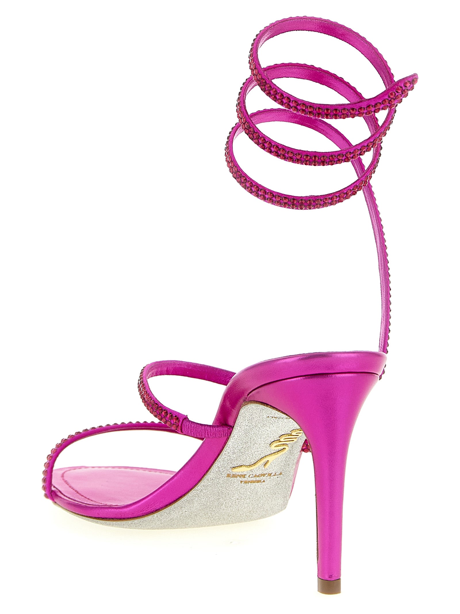 RENE CAOVILLA Fuchsia Viscose Stiletto Heel Sandals