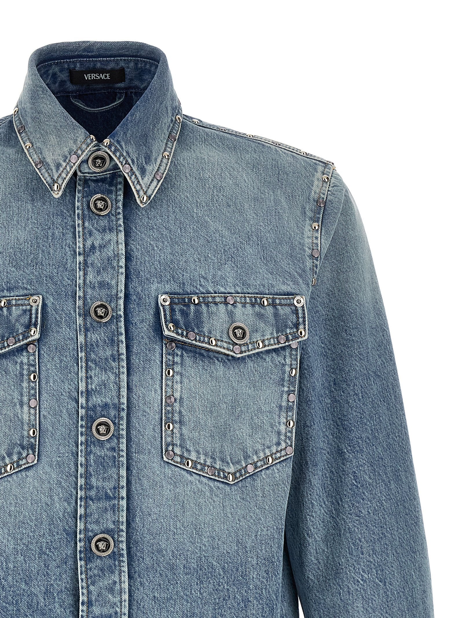 Versace Blue Cotton Blouse