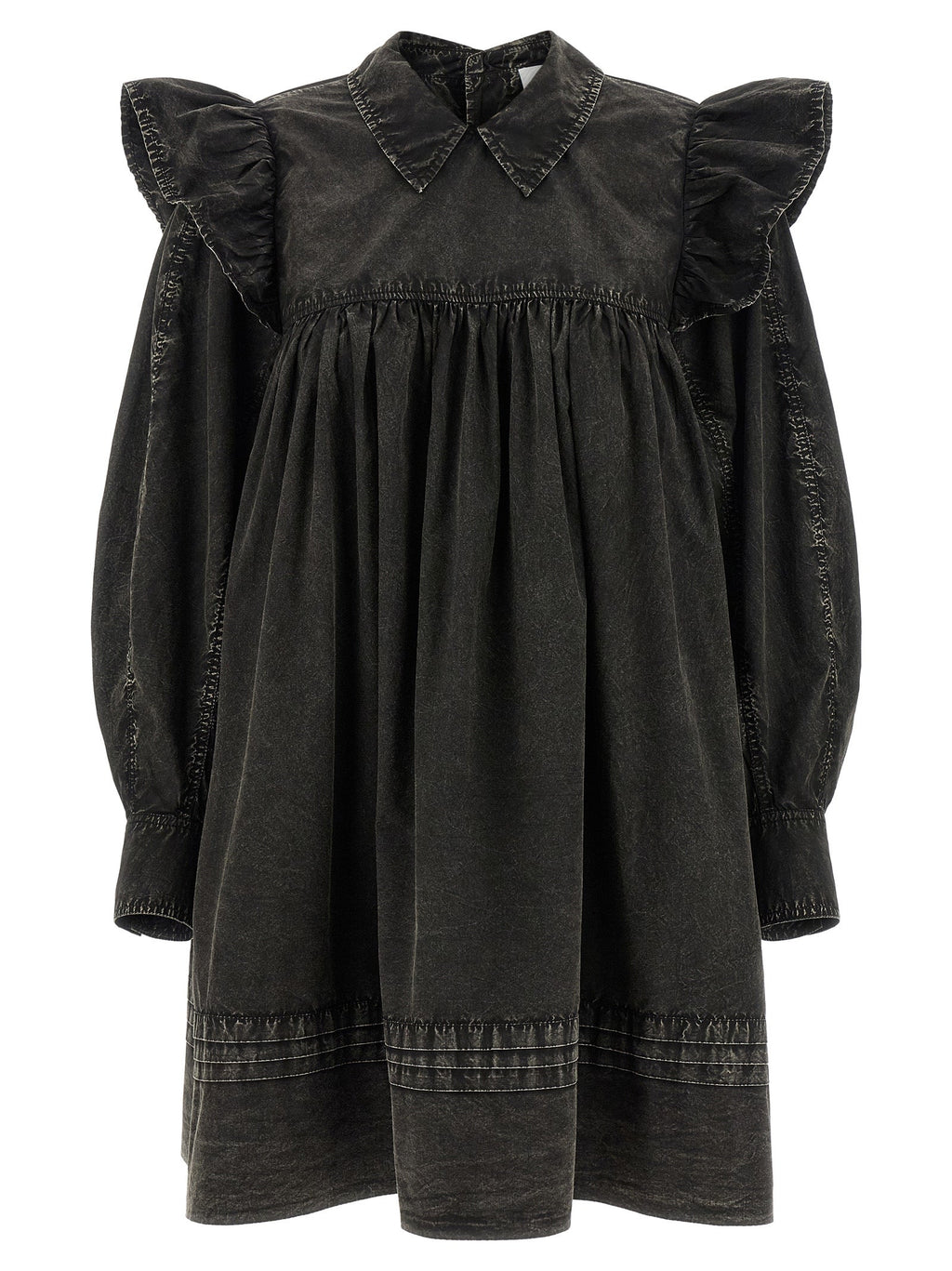 Ganni Black Organic Cotton Short Dress