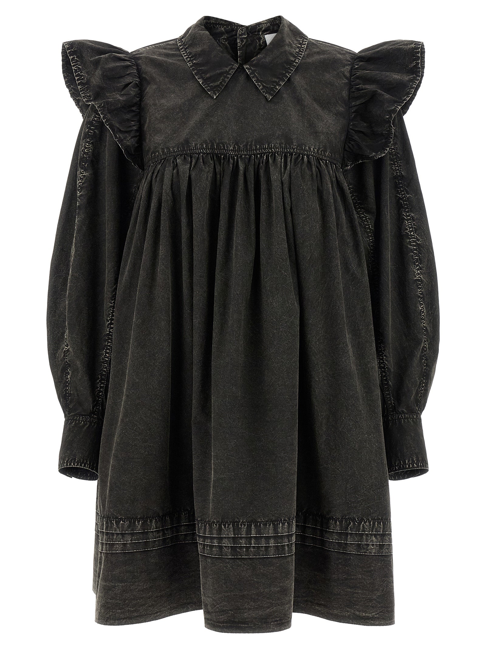 Ganni Black Organic Cotton Short Dress
