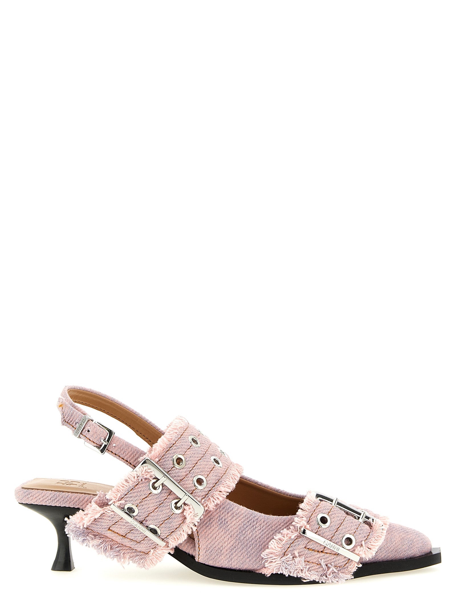 Ganni Multicolor Organic Cotton Mid Heel Pumps Ganni