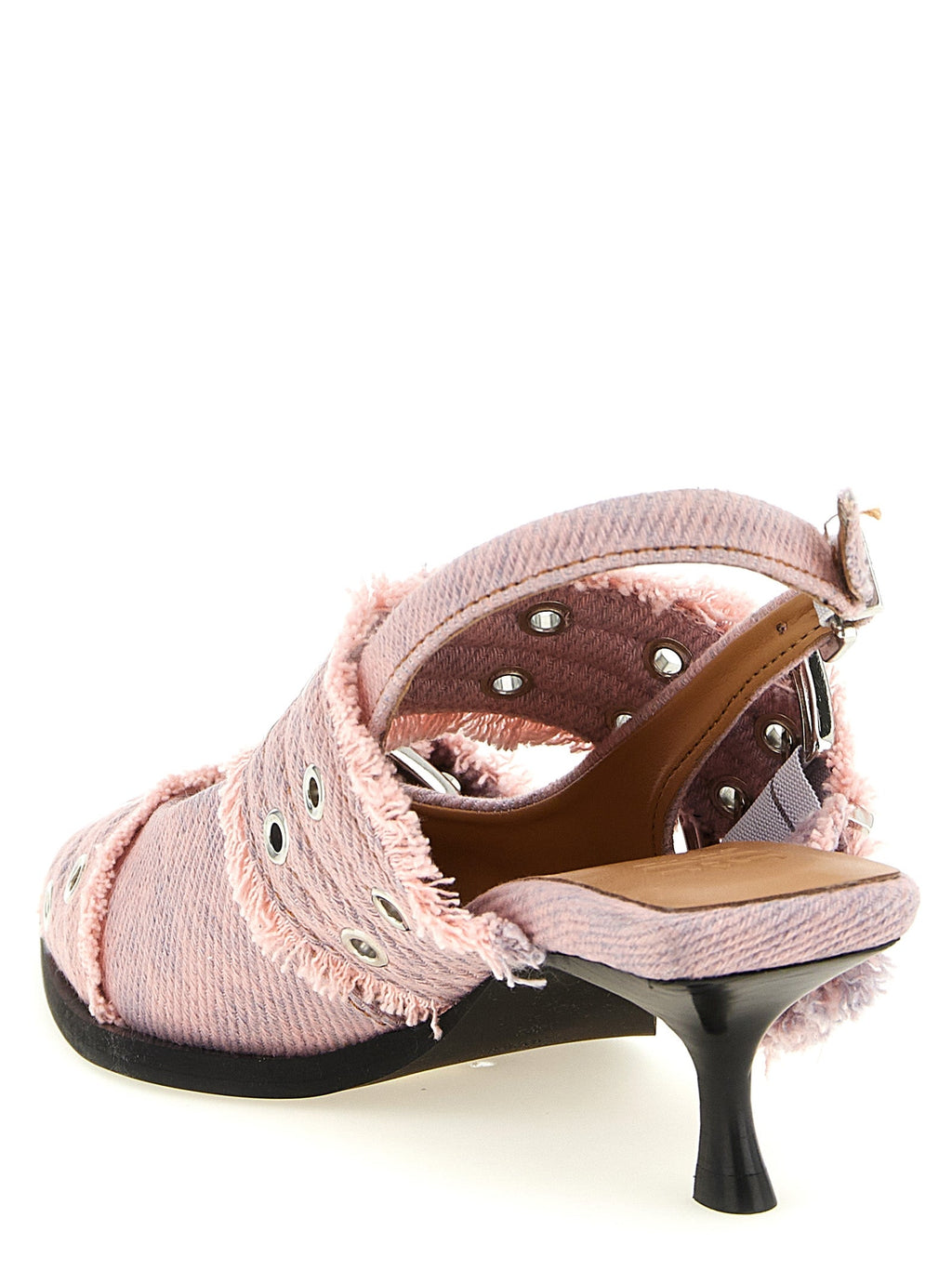 Ganni Multicolor Organic Cotton Mid Heel Pumps Ganni