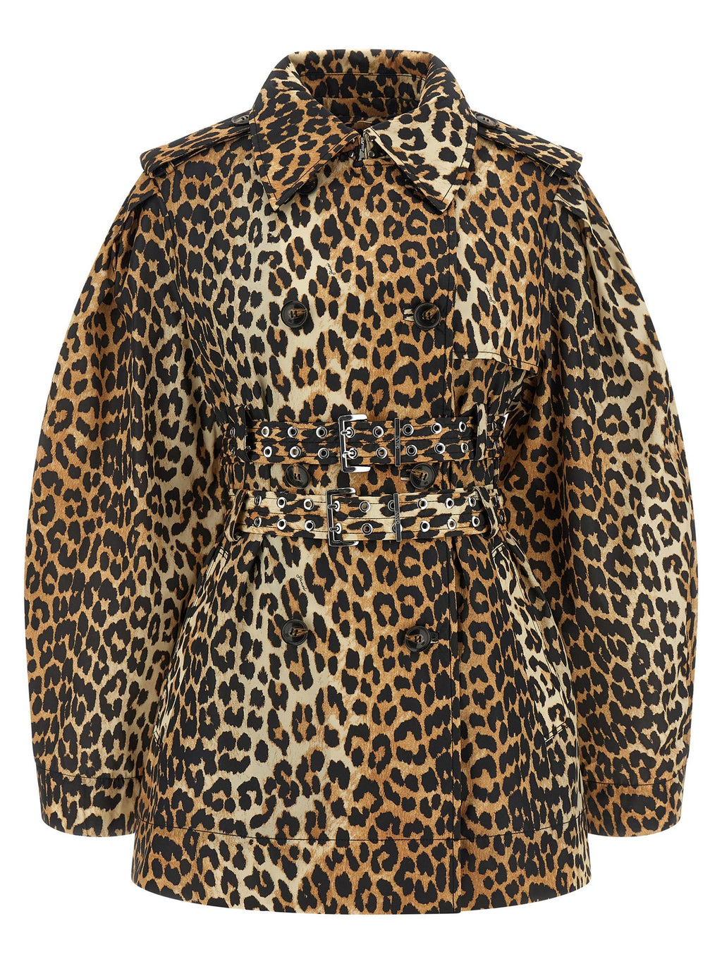 Ganni Brown Recycled Polyamide Coat