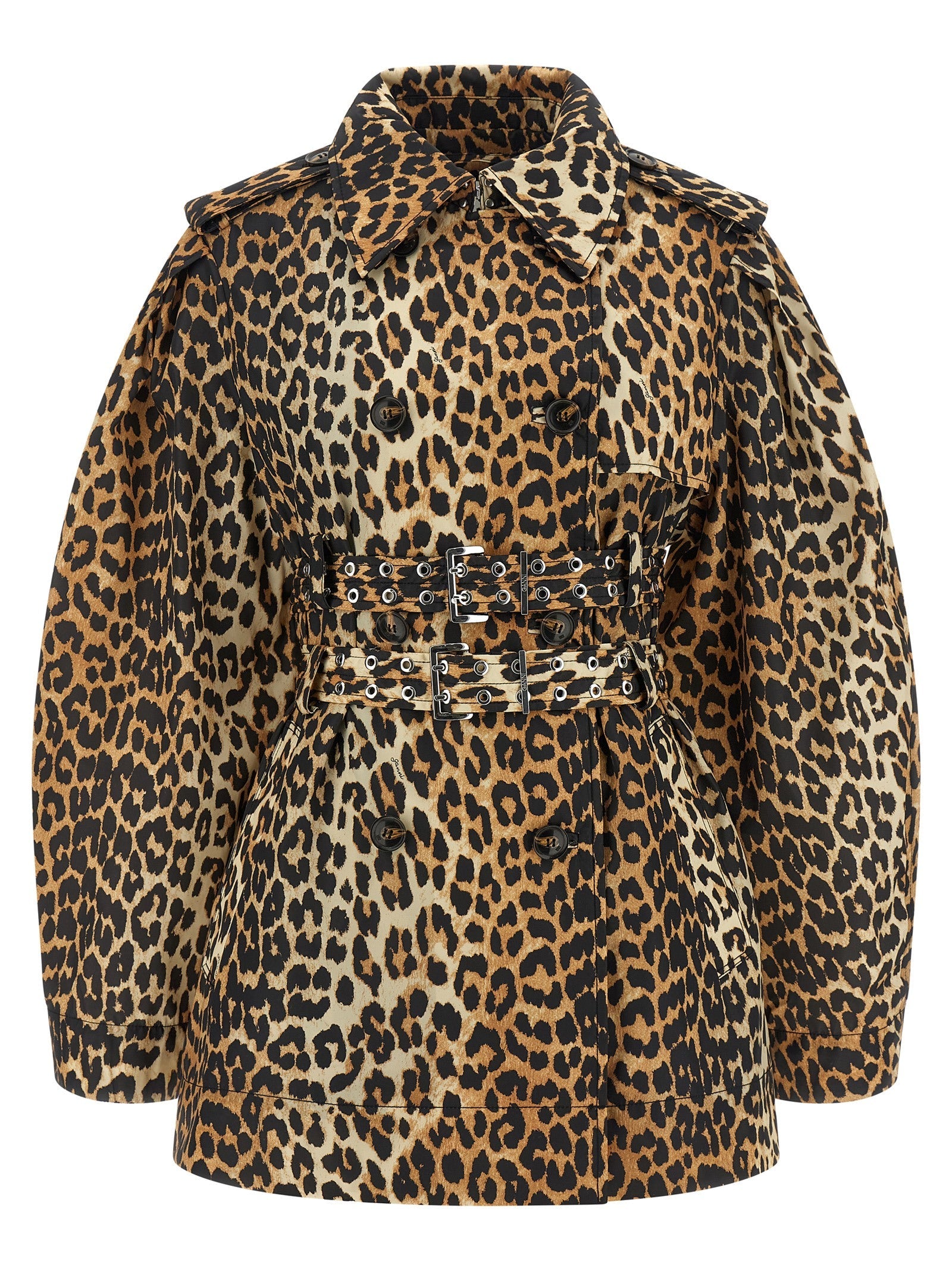 Ganni Brown Recycled Polyamide Coat