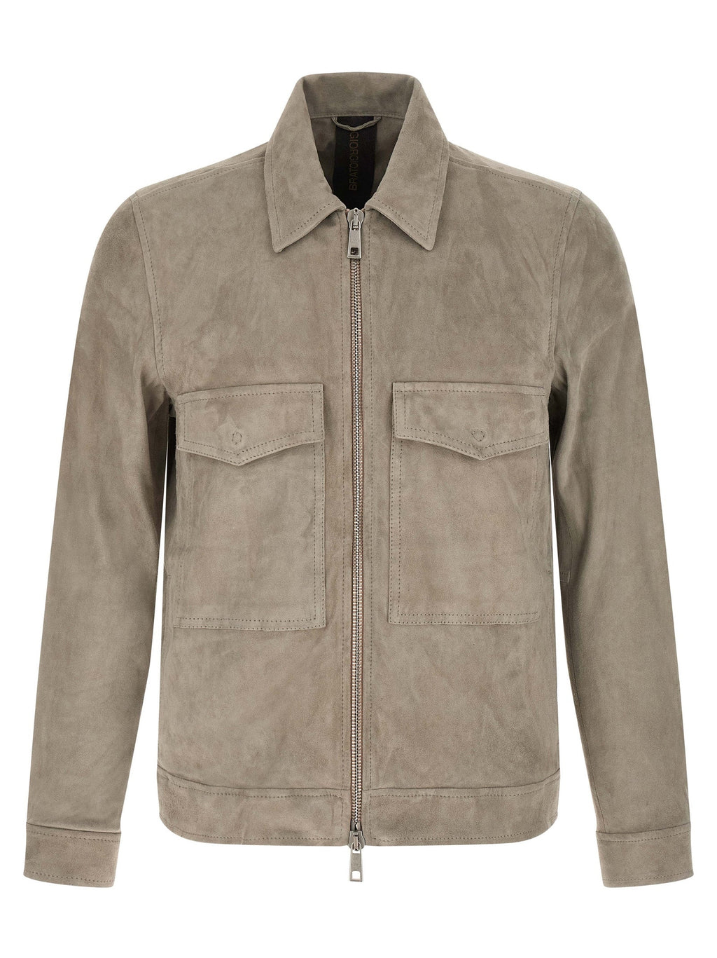 GIORGIO BRATO Gray Lamb Leather Leather Jacket