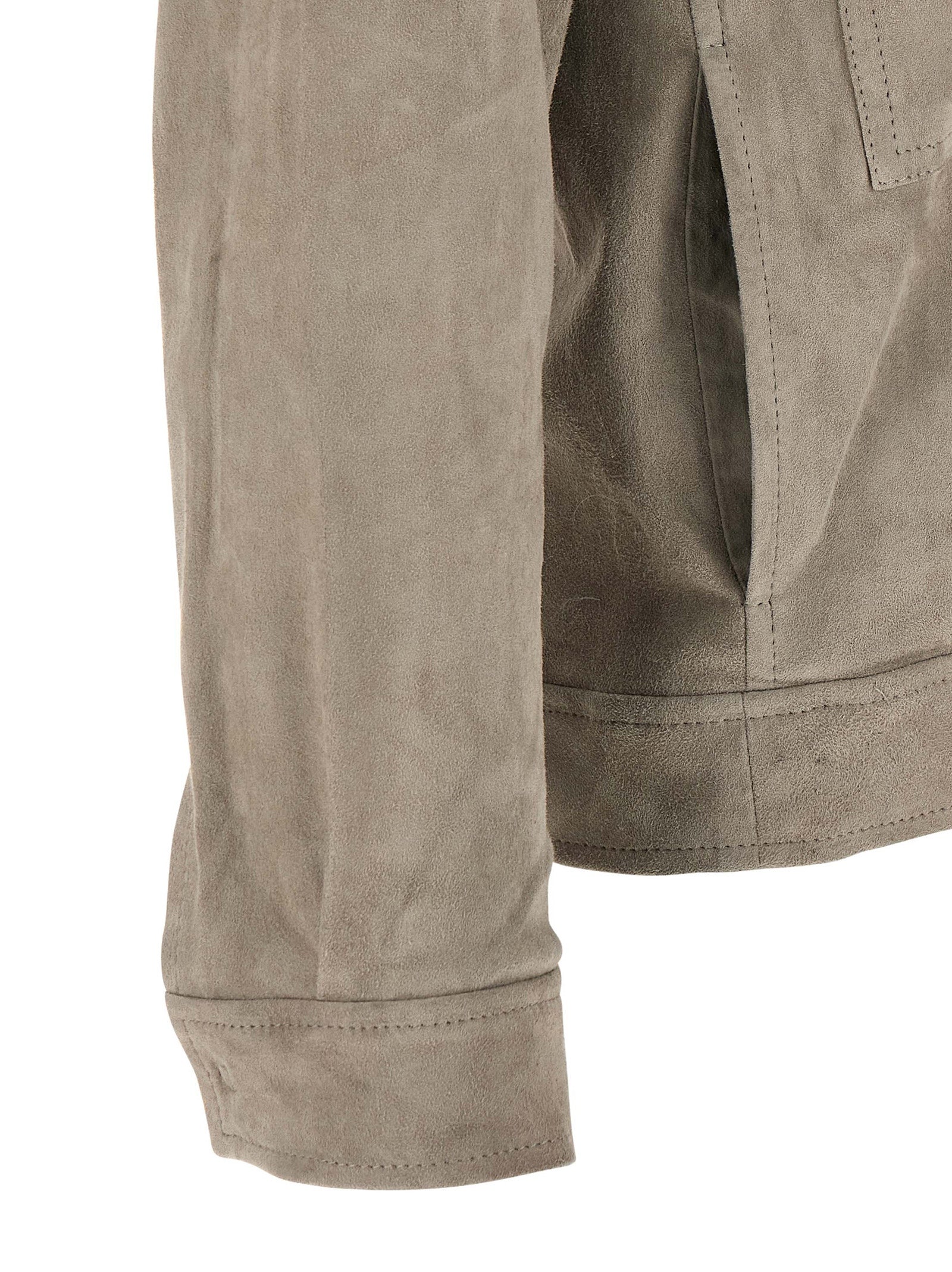 GIORGIO BRATO Gray Lamb Leather Leather Jacket