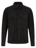 GIORGIO BRATO Black Suede Leather Blouse