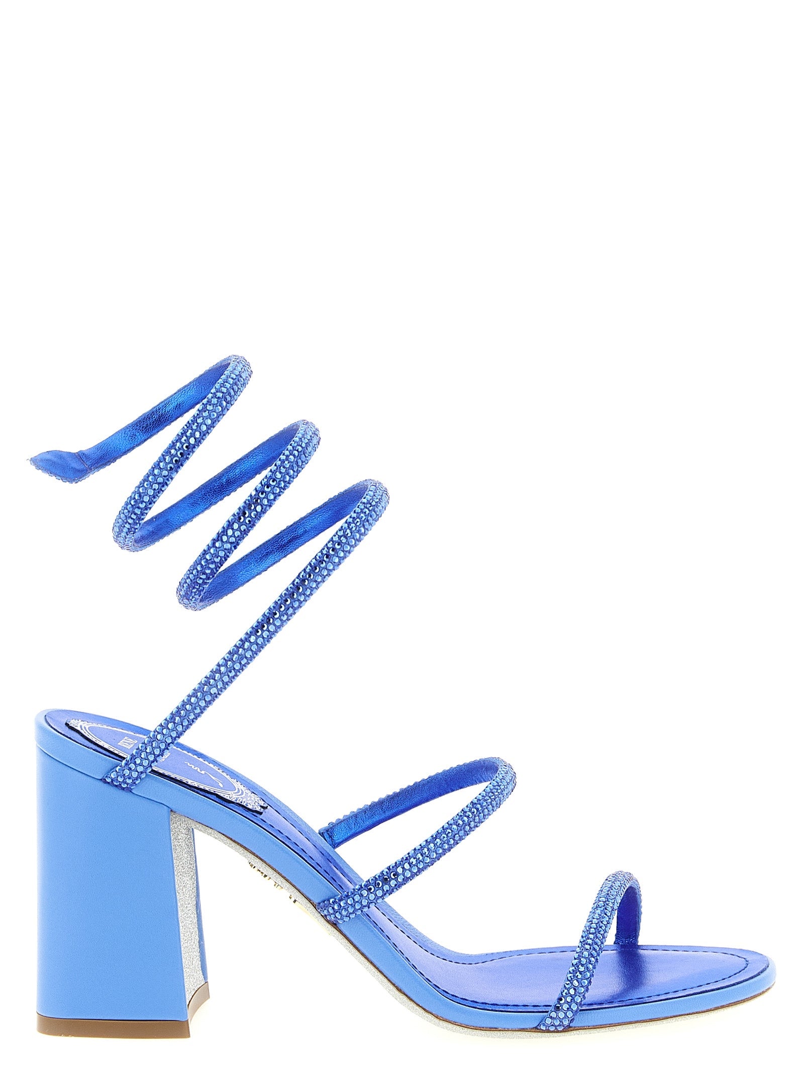 RENE CAOVILLA Blue Viscose Stiletto Heel Sandals