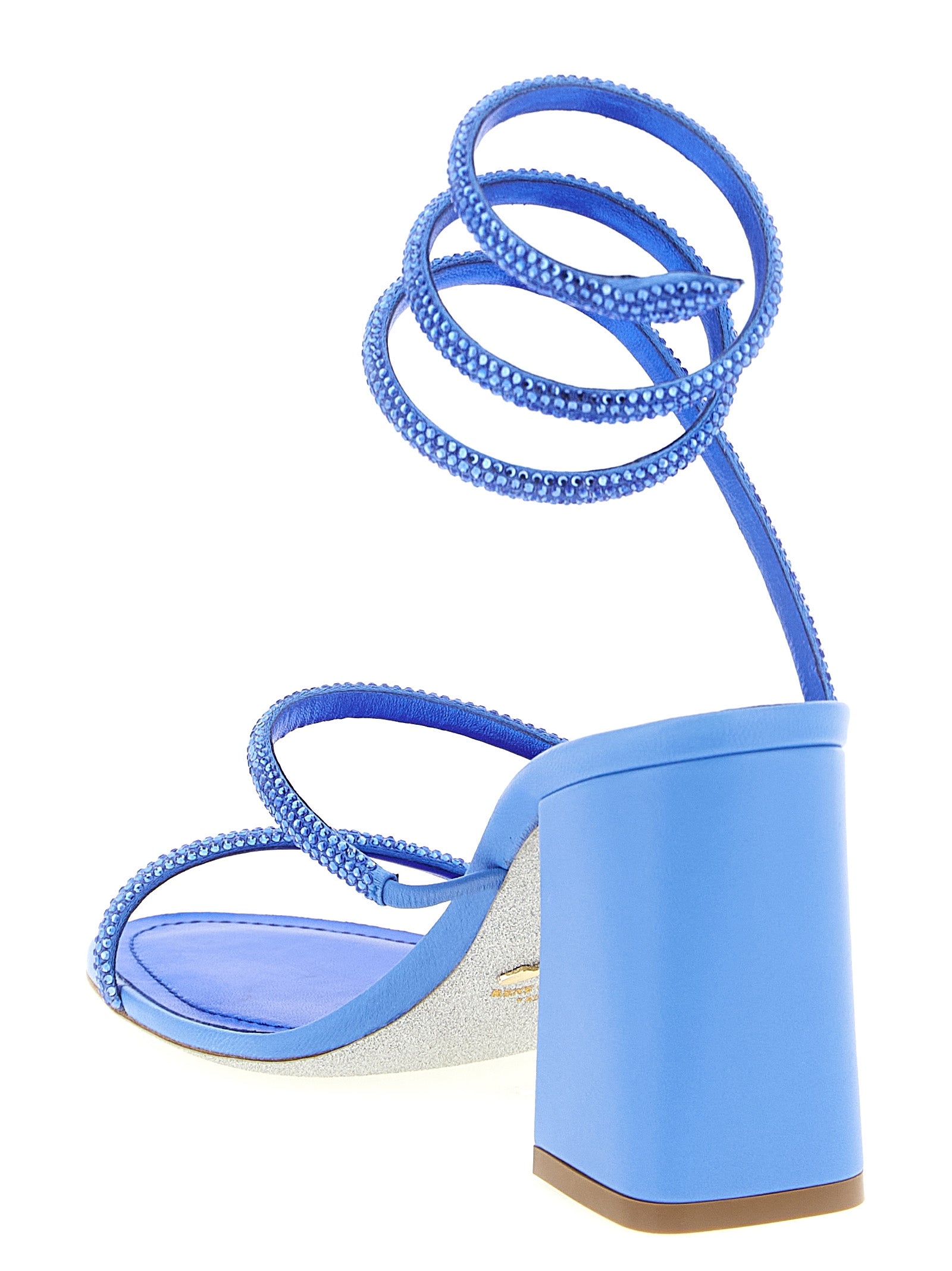 RENE CAOVILLA Blue Viscose Stiletto Heel Sandals