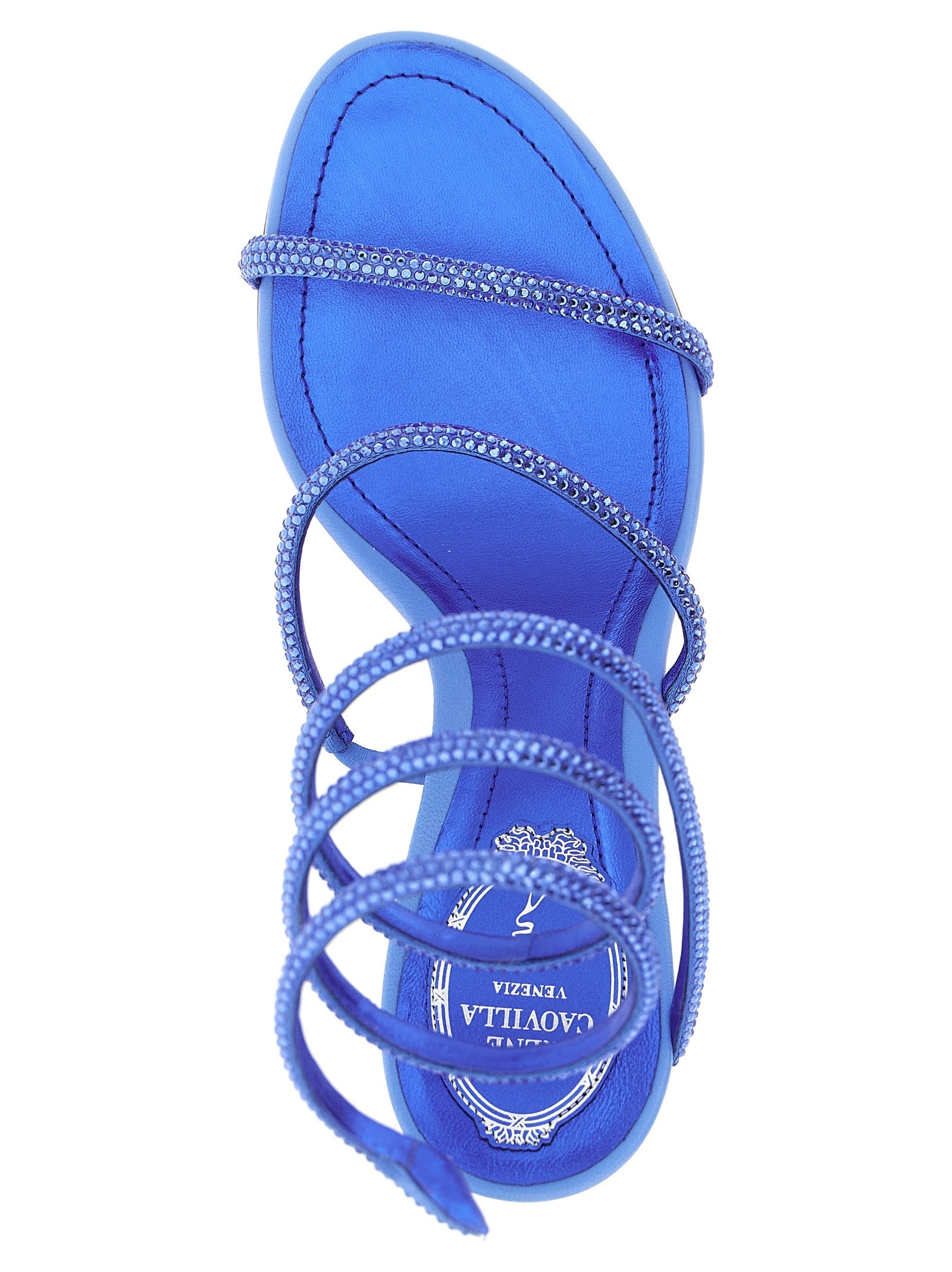RENE CAOVILLA Blue Viscose Stiletto Heel Sandals