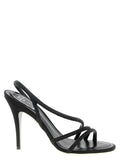 RENE CAOVILLA Black Viscose Stiletto Heel Sandals