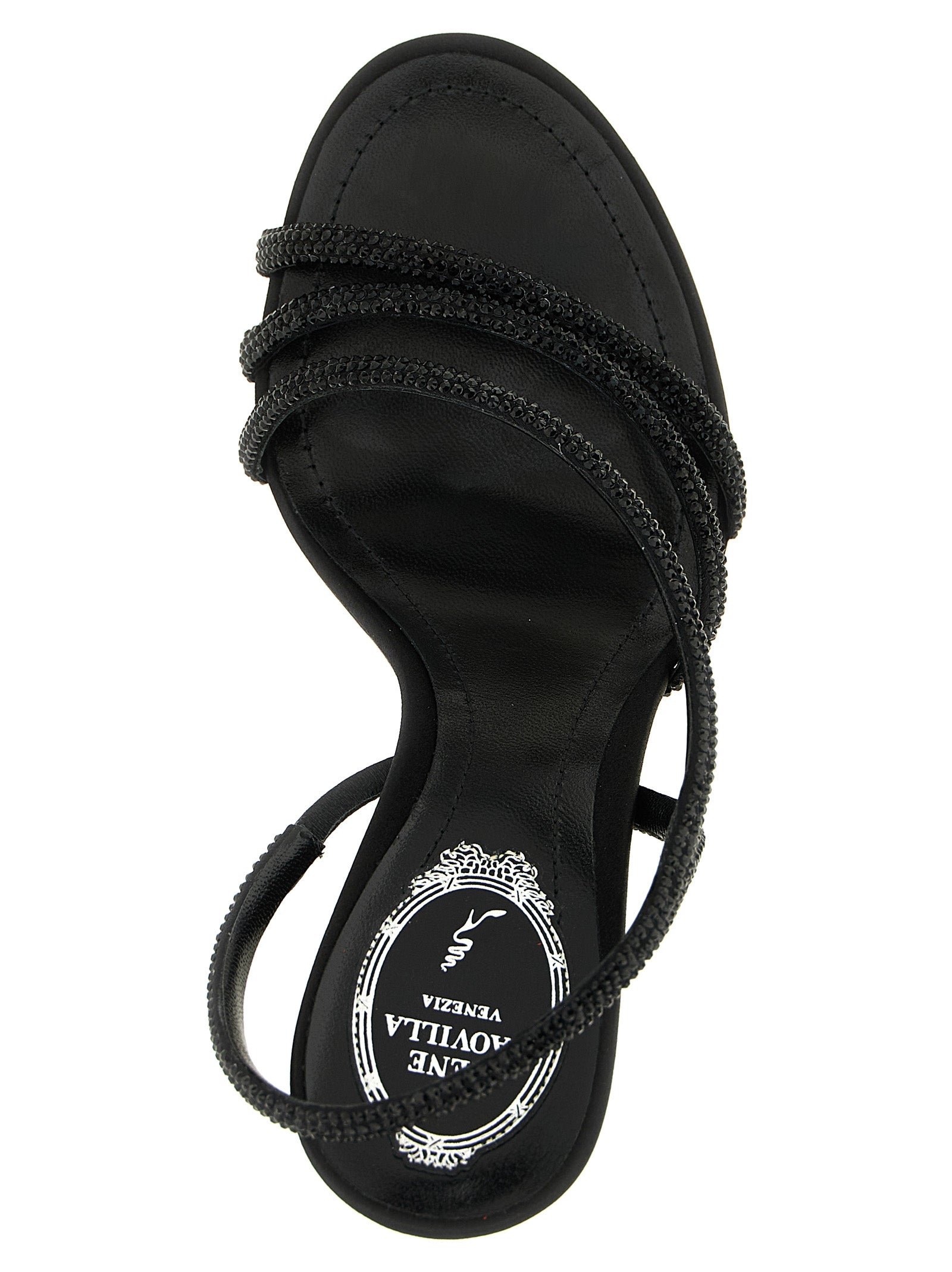 RENE CAOVILLA Black Viscose Stiletto Heel Sandals