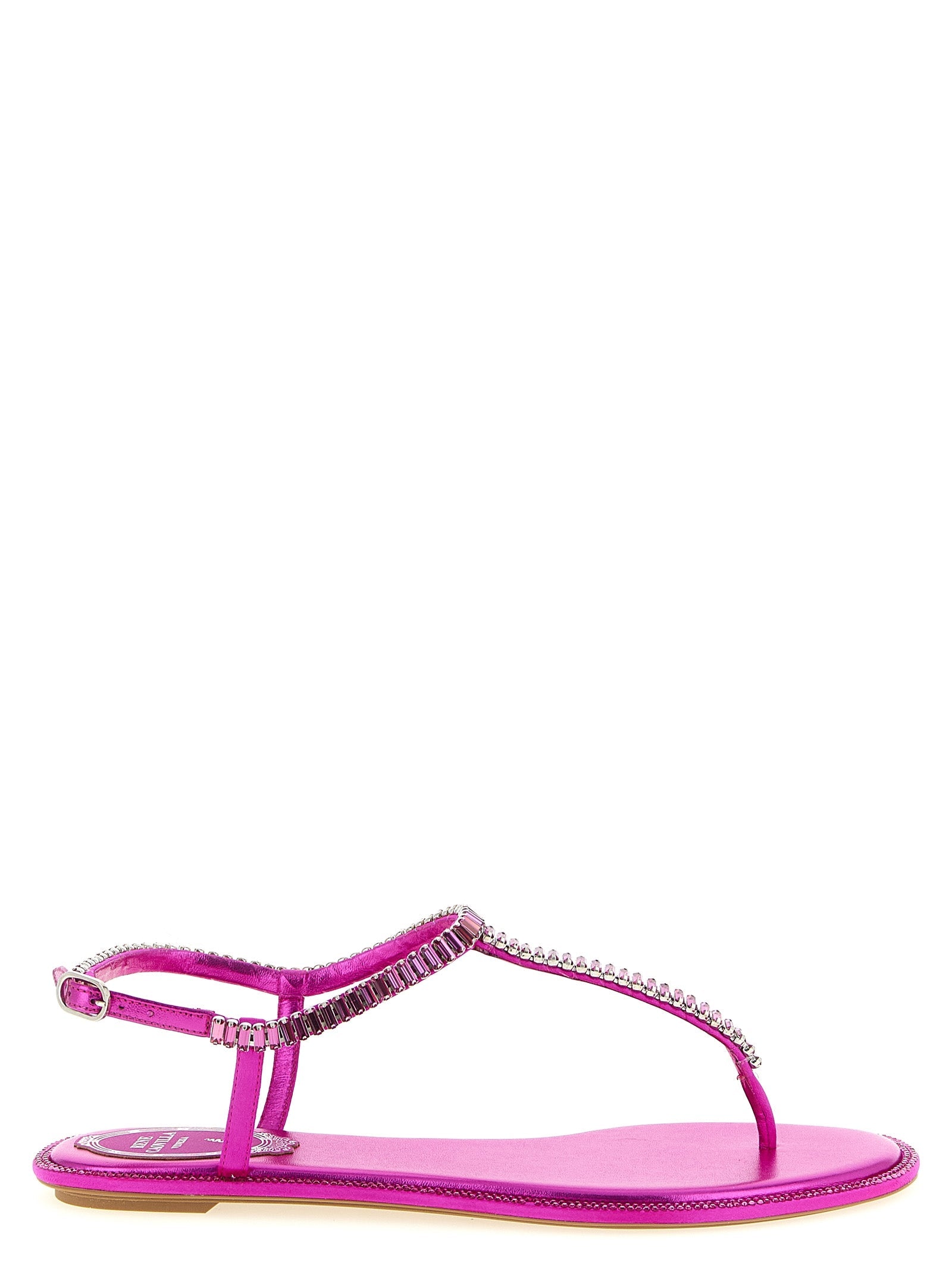 RENE CAOVILLA Fuchsia Viscose Flat Sandals