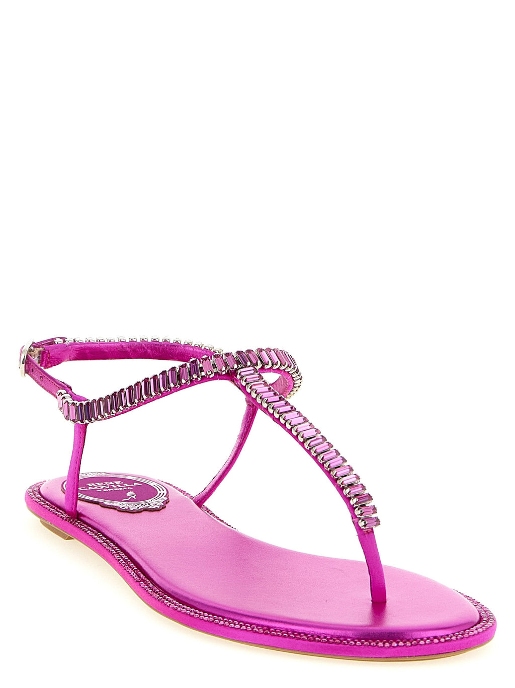 RENE CAOVILLA Fuchsia Viscose Flat Sandals