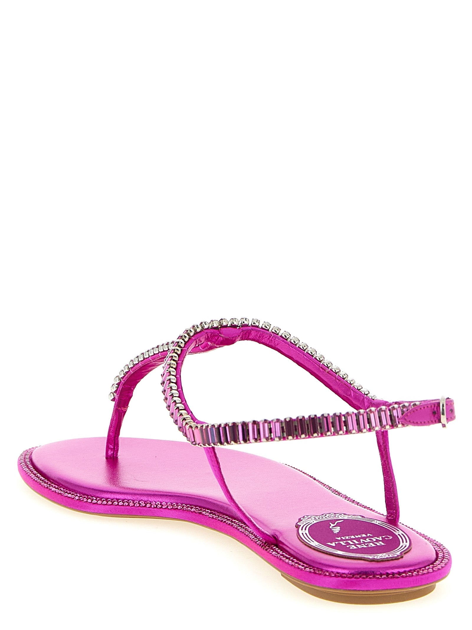 RENE CAOVILLA Fuchsia Viscose Flat Sandals