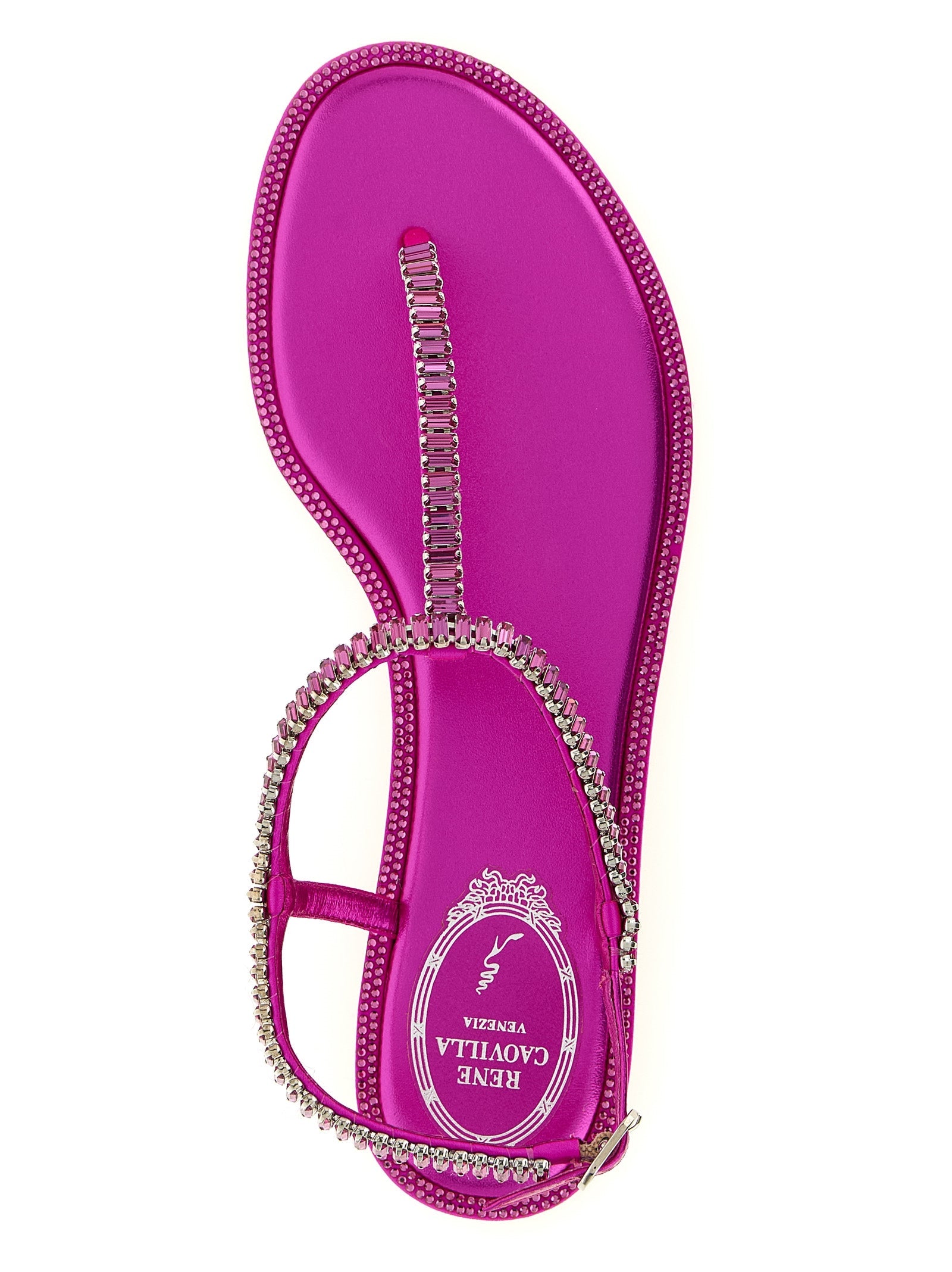 RENE CAOVILLA Fuchsia Viscose Flat Sandals