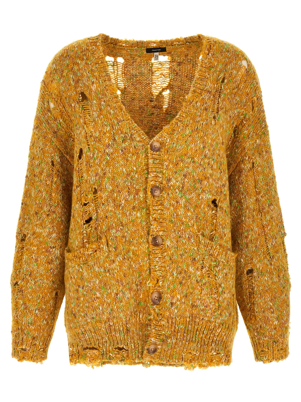 R13 Bicolor Alpaca Leather Cardigan