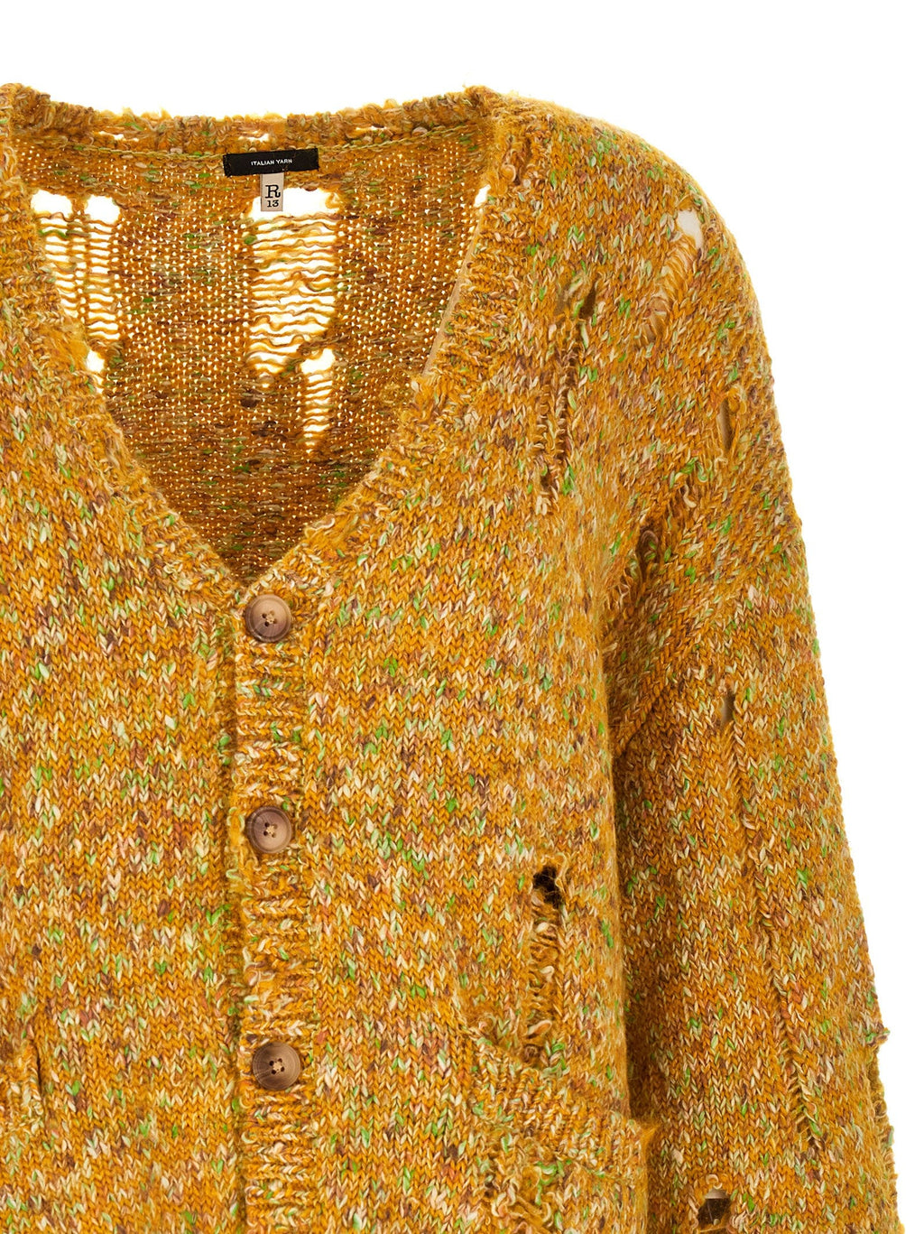 R13 Bicolor Alpaca Leather Cardigan