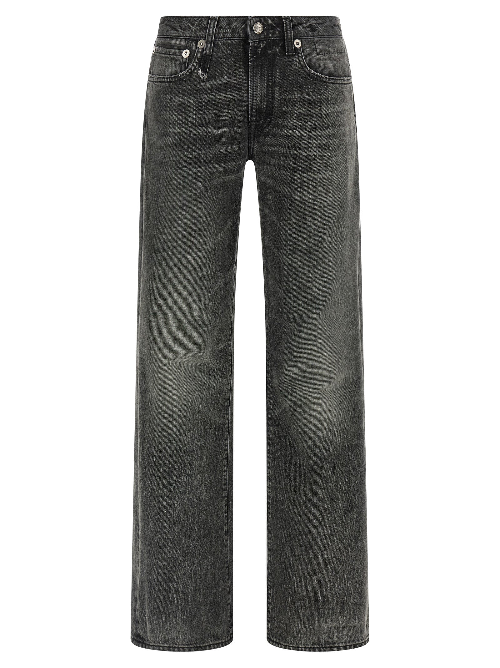 R13 Gray Cotton Straight-Leg Jeans