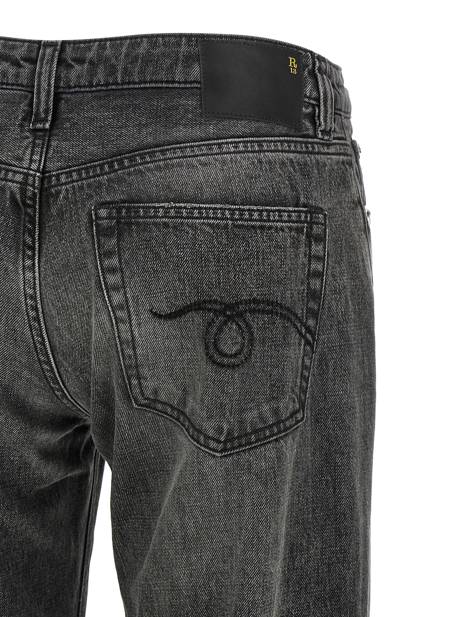 R13 Gray Cotton Straight-Leg Jeans