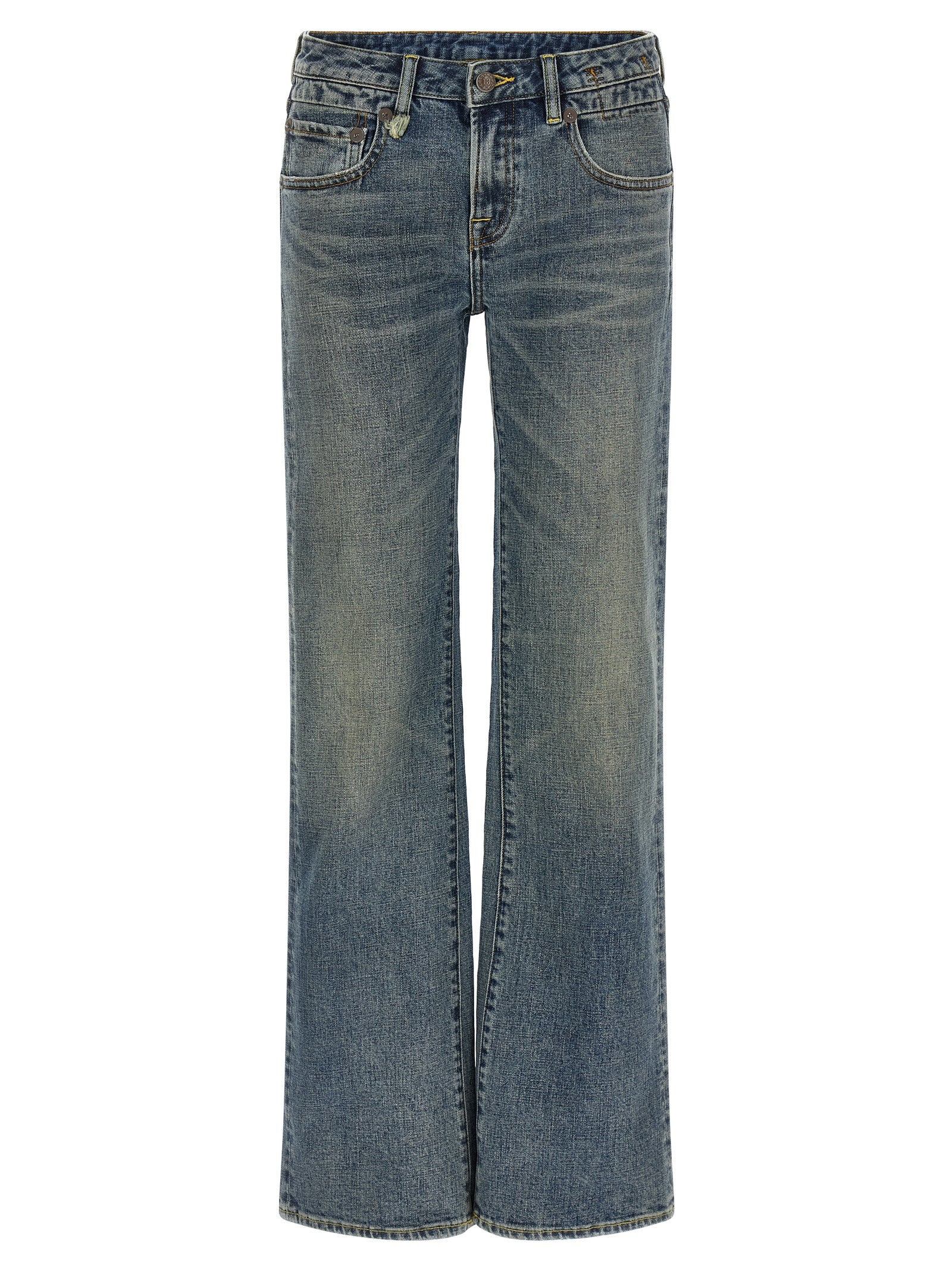 R13 Blue Cotton Flared Jeans