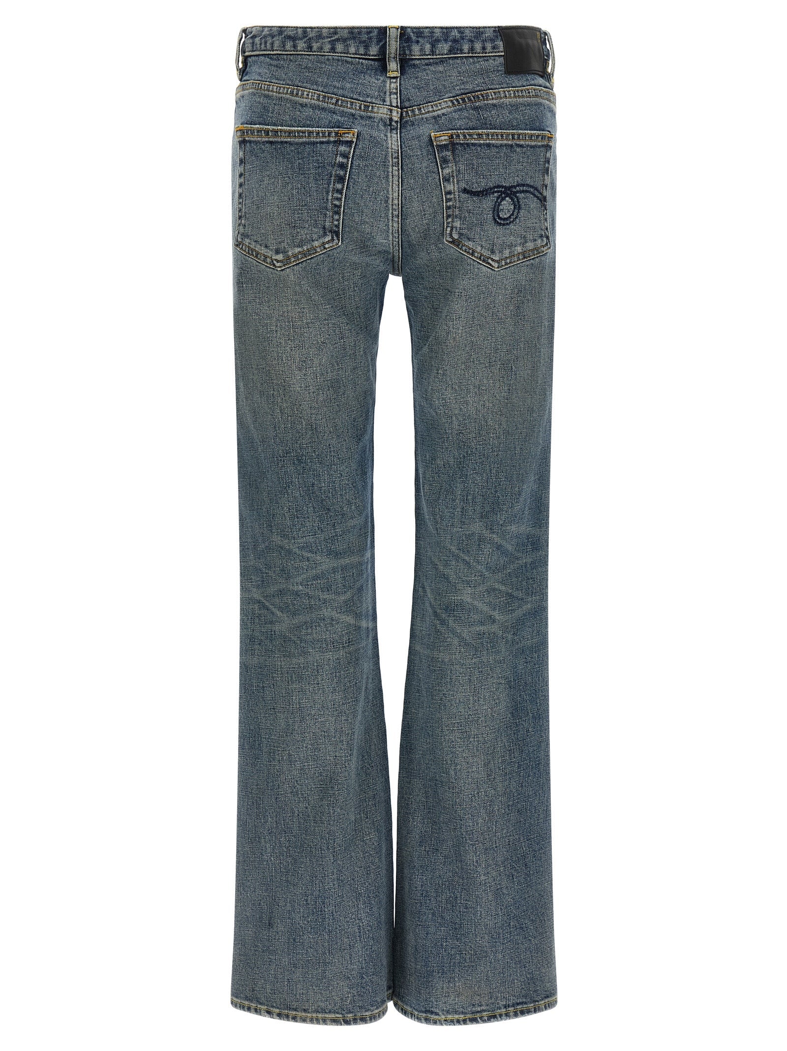 R13 Blue Cotton Flared Jeans